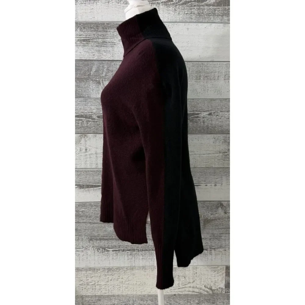 Athleta Extra Fine Merino Wool Blend Turtleneck Sweater Women's Small Colorblock